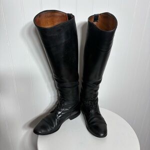 Vintage E. Vogel Tall Leather Riding Boots Equestrian Black Lace Up Heritage 8/9